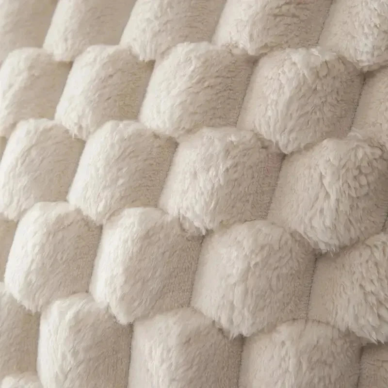Soft Plush 3D Pillow Cover – Turtle & Pineapple Grid, Cream White 45x45cm