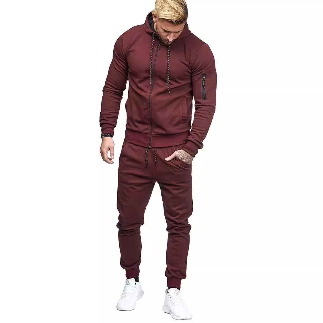 Men’s Autumn & Winter Tracksuit – Zip Detail Fitness & Casual Set