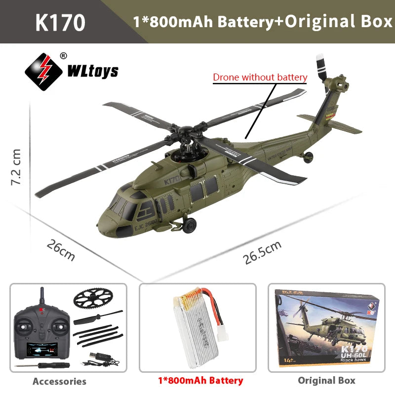 WLtoys K170 RC Helicopter – 2.4G 6-Axis Gyroscope Remote Control Toy