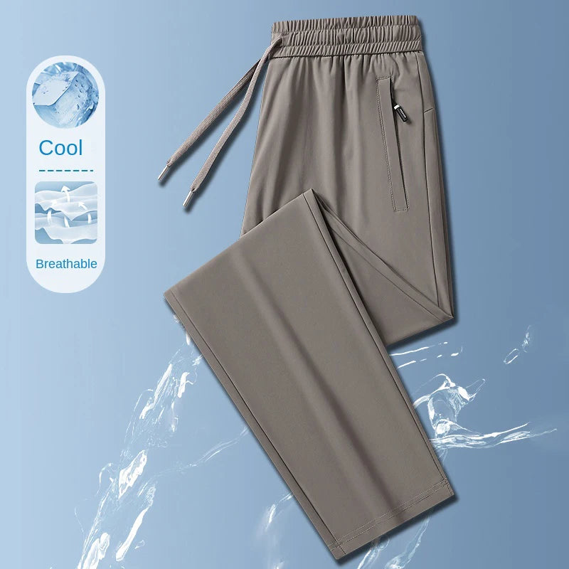 Men’s Ice Silk Pants – Business Casual, Breathable, Summer 2024