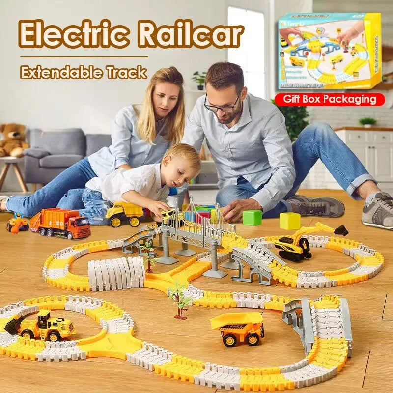 Kids Electric Track Car Toy Set – Engineering Puzzle Race Track for Creative Fun