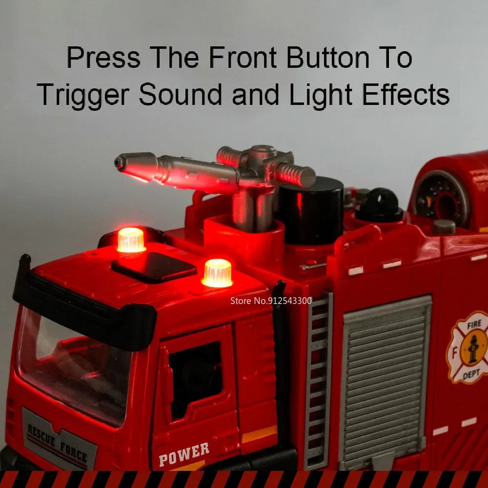 Scale Water Spray Fire Truck – Realistic Ladder Truck Toy Car