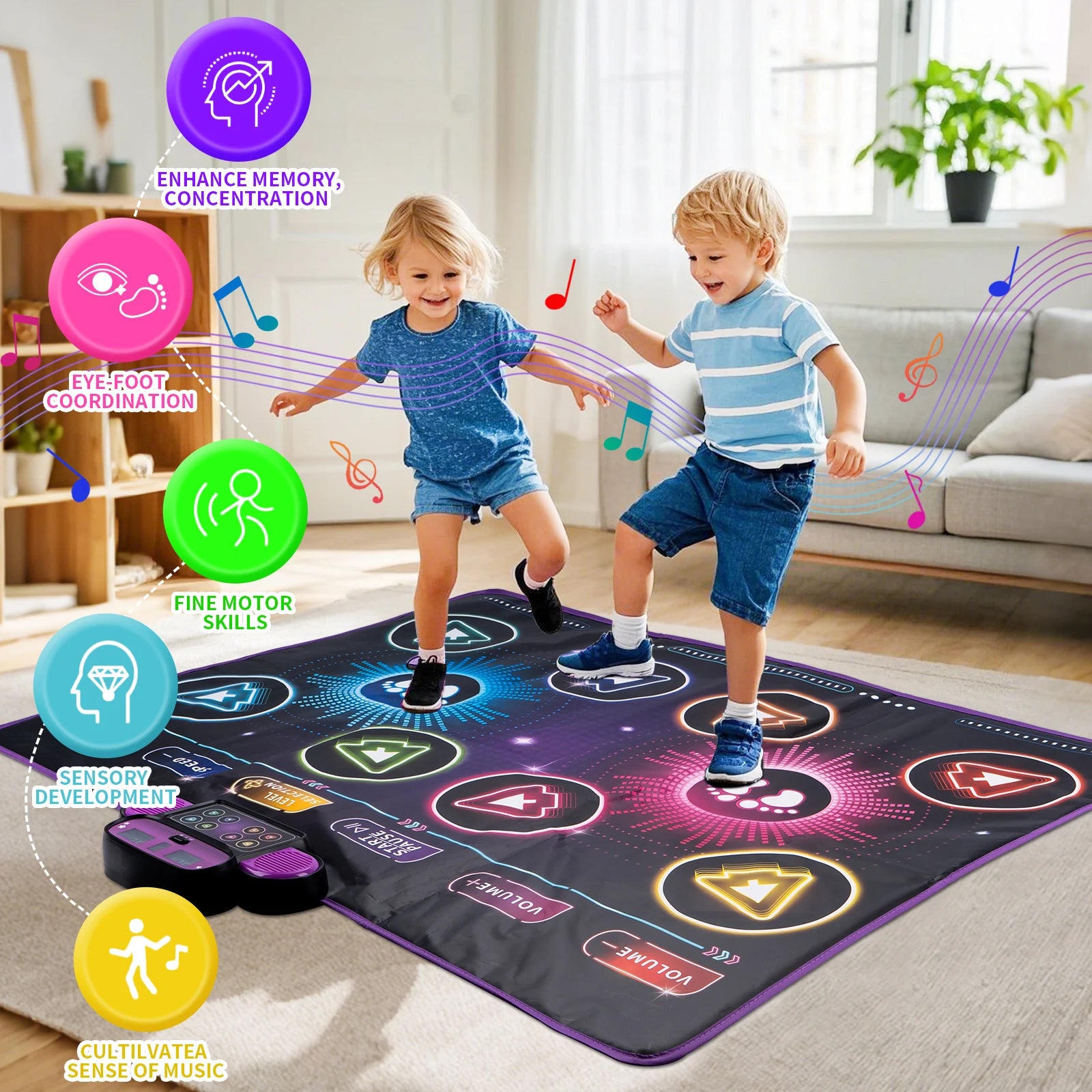 Kids Electronic Dance Mat with Double Player Mode and 9-Level Music Game