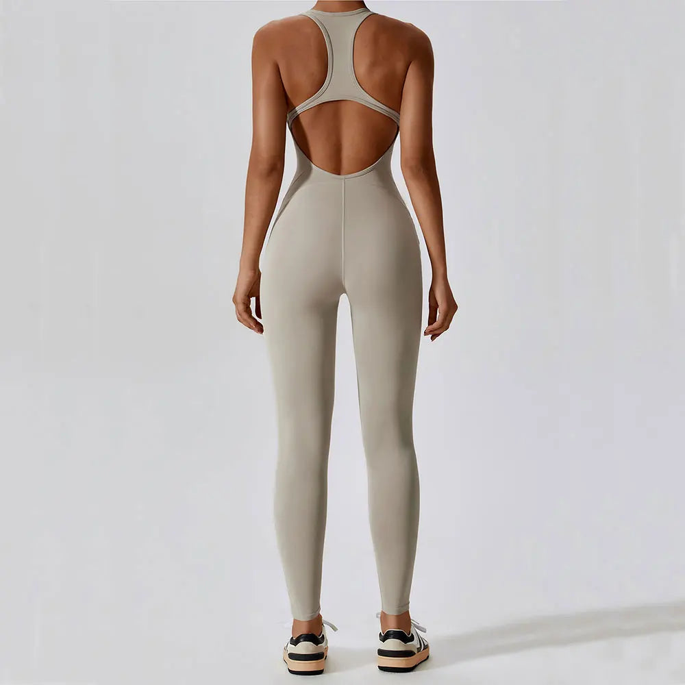 Sleeveless Yoga Jumpsuit for Women – Push-Up Fitness & Gym Bodysuit