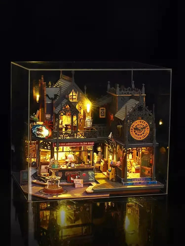 Large DIY Wooden Dollhouse Kit with Miniature Furniture – Ideal Birthday Gift