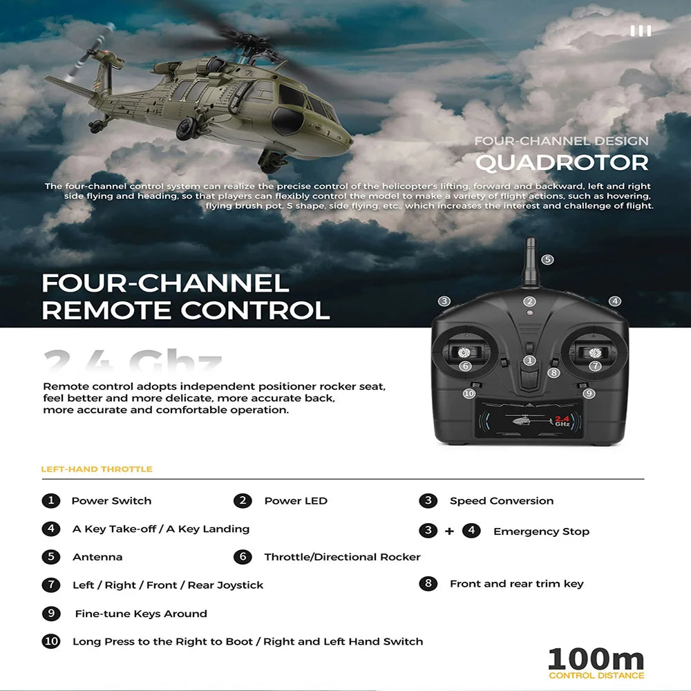 WLtoys K170 RC Helicopter – 2.4G 6-Axis Gyroscope Remote Control Toy