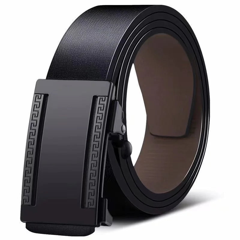 Luxury Genuine Leather Men’s Belt – Automatic Metal Buckle, High-Quality Fashion Accessory