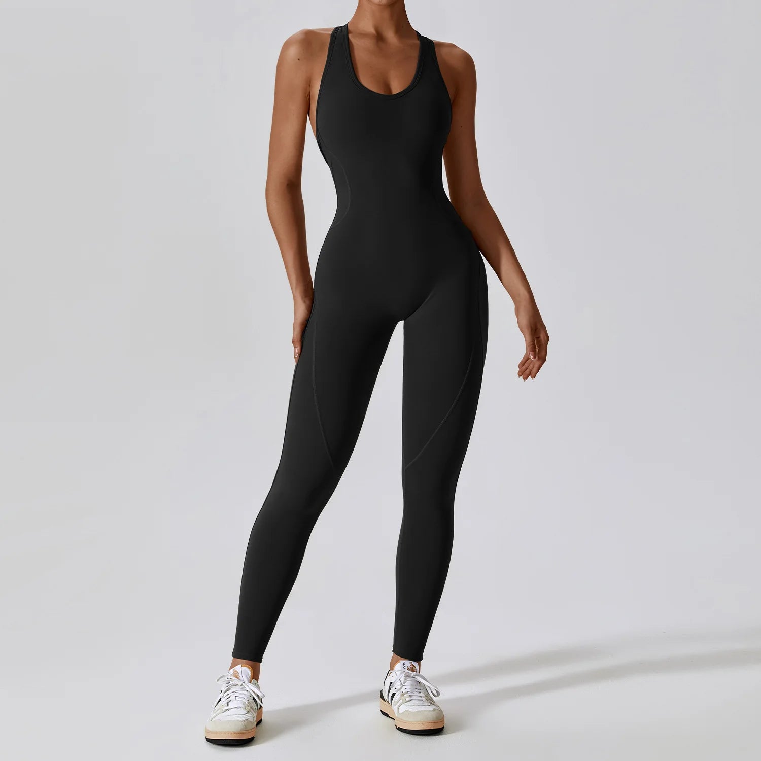 Sleeveless Yoga Jumpsuit for Women – Push-Up Fitness & Gym Bodysuit