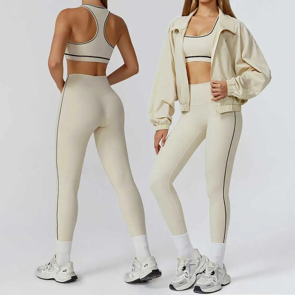 2/3-Piece Women's Yoga & Fitness Set – Gym Leggings & Long Sleeve Sports Bra