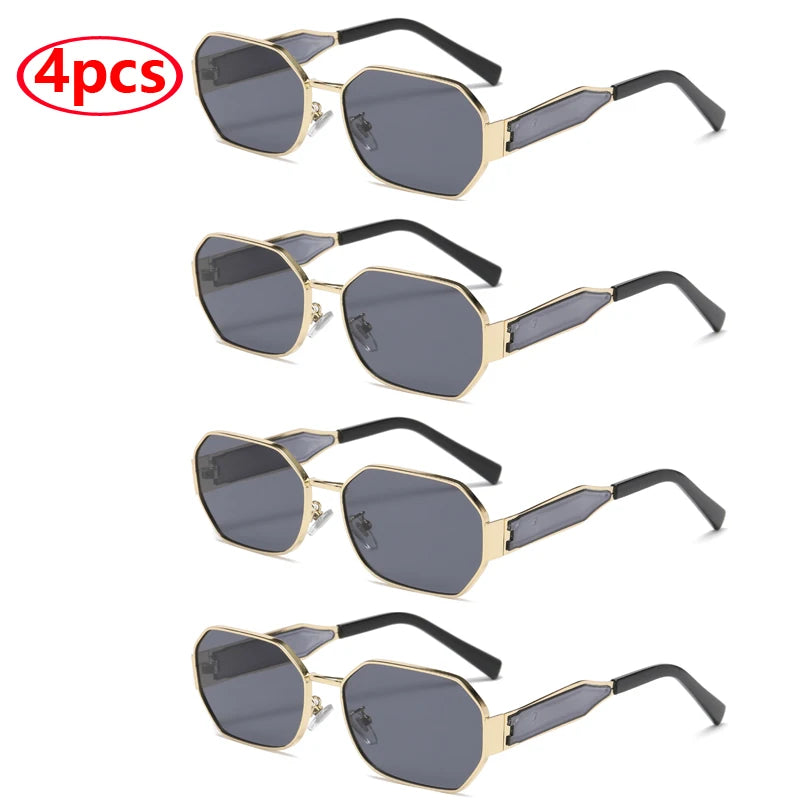 Vintage Rectangular Metal Sunglasses – Unisex, Fashion Designer Style