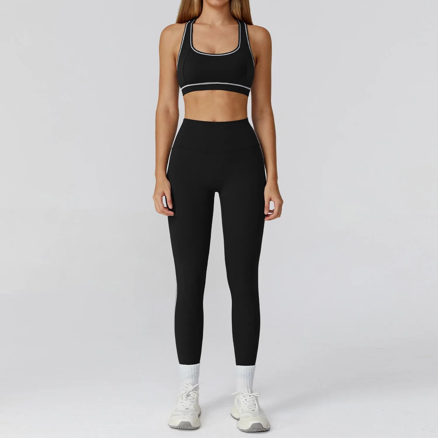 2/3-Piece Women's Yoga & Fitness Set – Gym Leggings & Long Sleeve Sports Bra