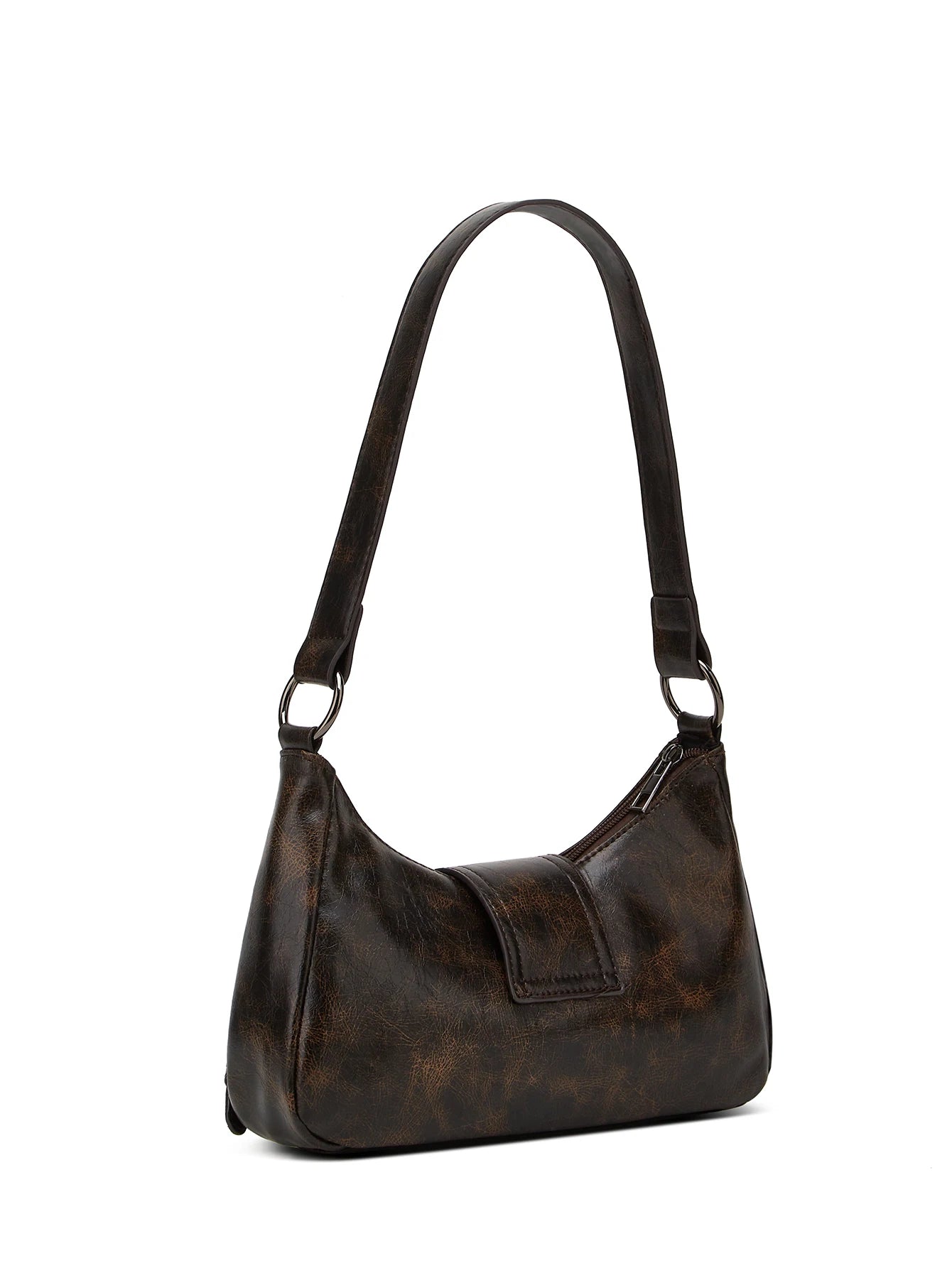 Y2K Retro Shoulder Bag – PU Leather with Rivets, Trendy Crescent Design