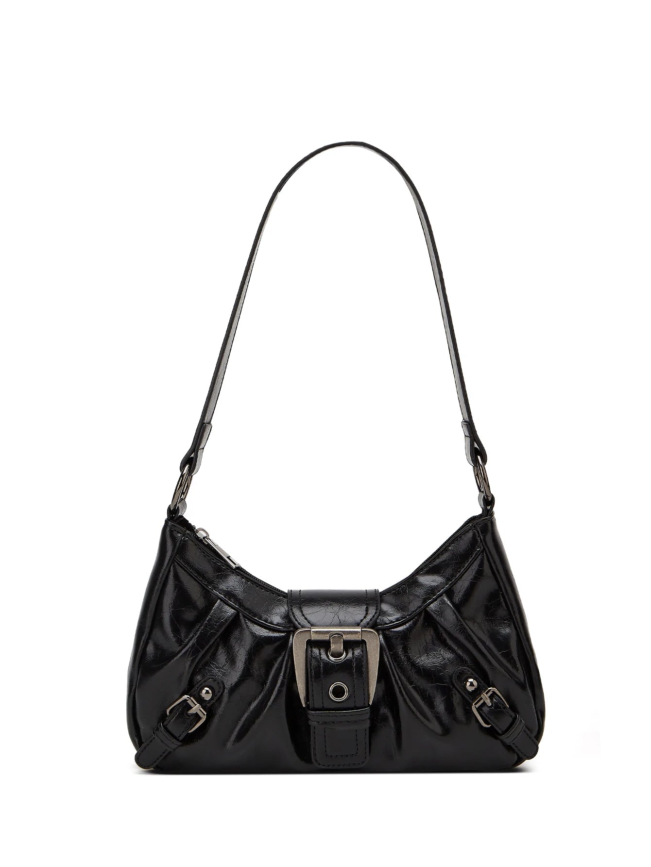 Y2K Retro Shoulder Bag – PU Leather with Rivets, Trendy Crescent Design