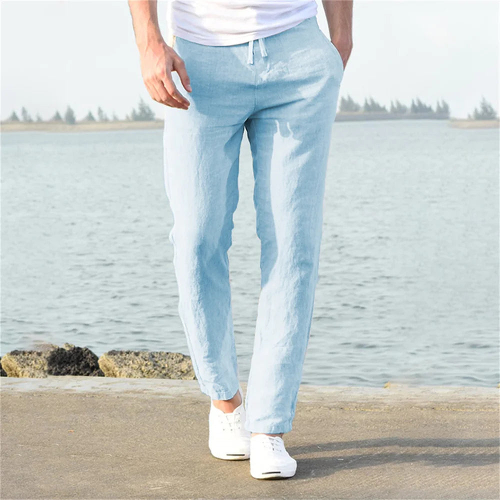 Men’s Linen Cotton Pants – Casual Breathable Solid Color (S-3XL)