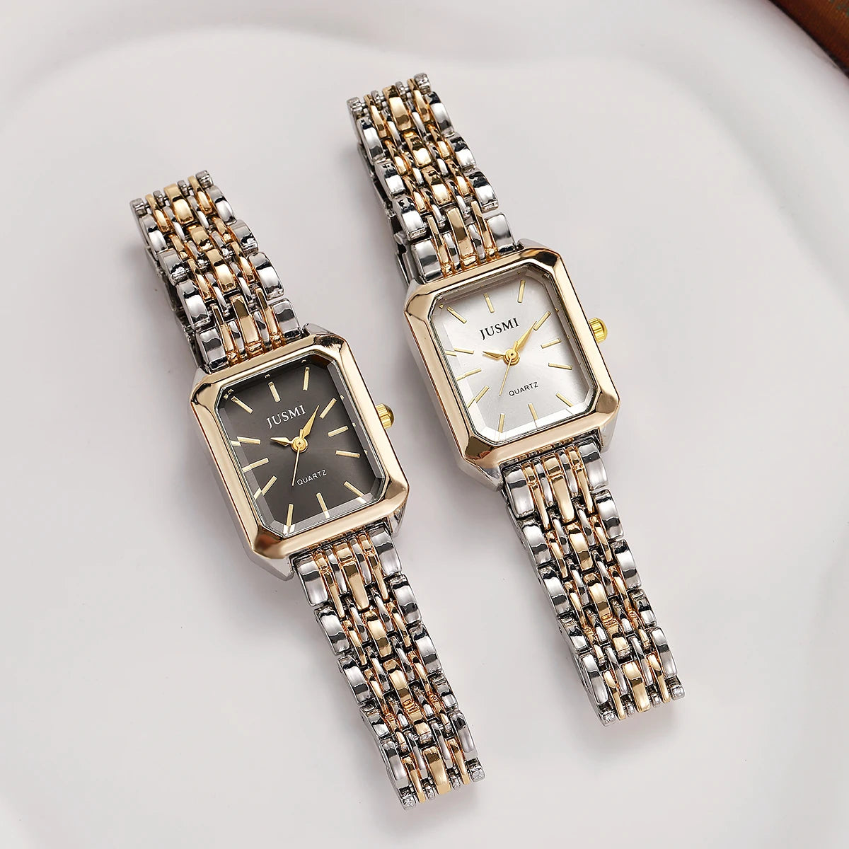 Fashion Square Dial Quartz Watch – Alloy Strap, Minimalist Design